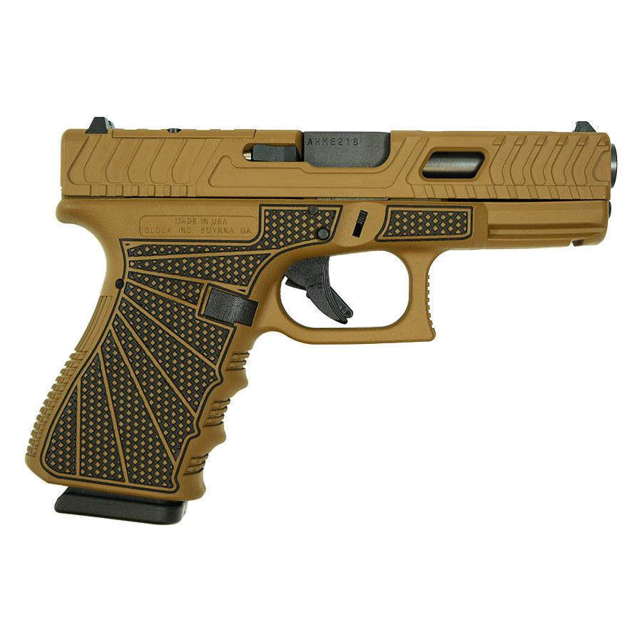 Glock 19 Gen 3 Custom "Jimbo Ripple Stipple with Gold Barrel" Handgun 9mm Luger 15rd Magazines (2) 4.6" Threaded Gold Barrel USA 1 https3A2F2Fmedia.chattanoogashooting.com2Fimages2Fproduct2FGLUI1950203JMBOGB2Fg19 gen3 compact 9mm 4 2 15rd usa jimbo ripple stipple w gold barrel.psd 0002 right
