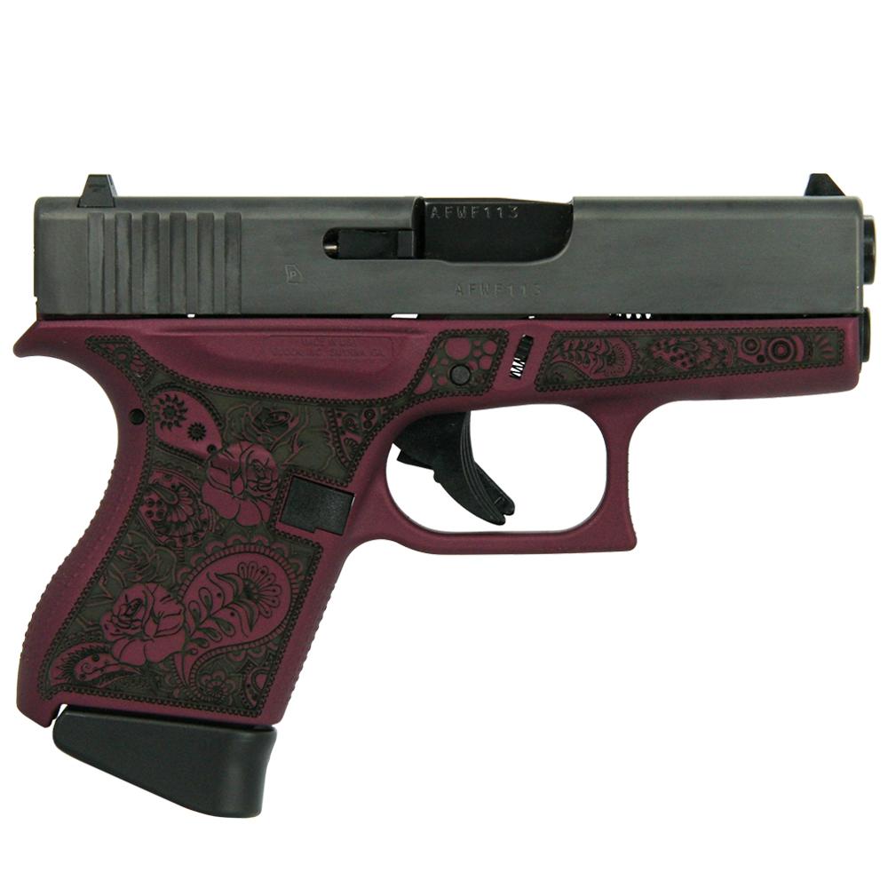 Glock 43 Gen 4 Custom "Black Cherry Glock & Paisley" Subcompact Handgun 9mm Luger 6rd Magazines (2) 3.41" Barrel USA 1 https3A2F2Fmedia.chattanoogashooting.com2Fimages2Fproduct2FGLUI4350201BCFP2FGLUI4350201BCFP 2