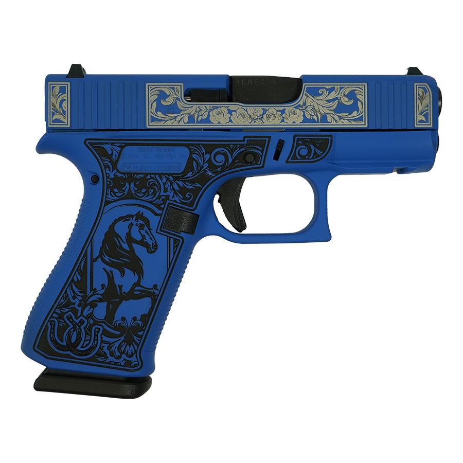 Glock 43X "Glock & Horses" Blue Handgun 9mm Luger 10rd Magazines(2) 3.4" Barrel Accessory Rail USA Made 1 https3A2F2Fmedia.chattanoogashooting.com2Fimages2Fproduct2FGLUX4350201FRGHBNS2FGLOCK 43X FS 9MM W FRONT RAILS Glock Horses Blue GLUX4350201FRGHBNS 0003 Layer25202