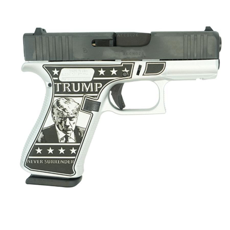 Glock 43x Custom "Trump Mug Shot" Handgun 9mm Luger 10rd Magazines (2) 3.4" Barrel Accessory Rail USA Made 1 https3A2F2Fmedia.chattanoogashooting.com2Fimages2Fproduct2FGLUX4350201FRMS2FGLOCK 43X 9MM W FRONT RAILS BLACK USA Trump 2024 Mug Shot GLUX4350201FRMS Right