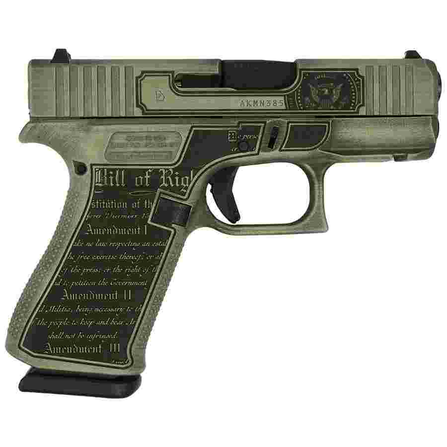 Glock 43X "Trump 24" Crushed Silver Distressed Handgun 9mm Luger 10rd Magazines(2) 3.4" Barrel Accessory Rail USA Made 1 https3A2F2Fmedia.chattanoogashooting.com2Fimages2Fproduct2FGLUX4350201FRT242Fglock 43x trump 24 crushed silver distressed 9mm luger 10rd mag 2 3 4 barrel