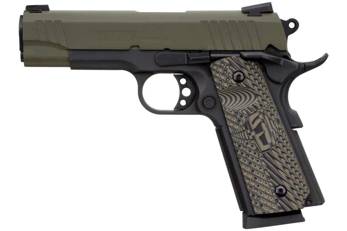 Taurus PT1911 Commander Cerakote Mill Spec Green .45 ACP 8rd Magazine 4.25" Barrel VZ Grip 1 https3A2F2Fmedia.chattanoogashooting.com2Fimages2Fproduct2FTX1191101COMMGVZ2FTX1191101COMMGVZ1