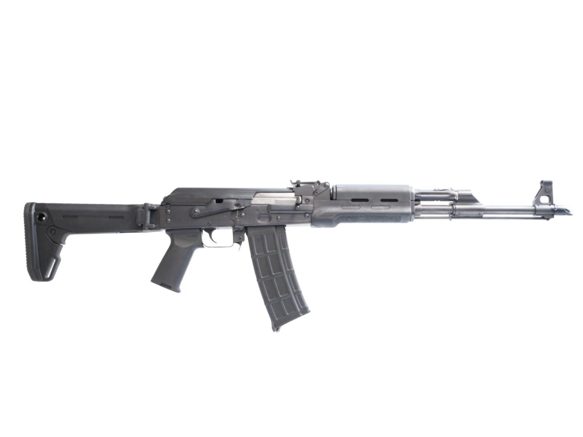 Zastava ZPAPM90 PS AK-47 Rifle BULGED TRUNNION 1.5MM RECEIVER - Black | 5.56 NATO | 18.25" Chrome Lined Barrel | Hogue Handguard | Magpul Grip | Magpul Zhukov Stock 1 papm90 rightangle 1