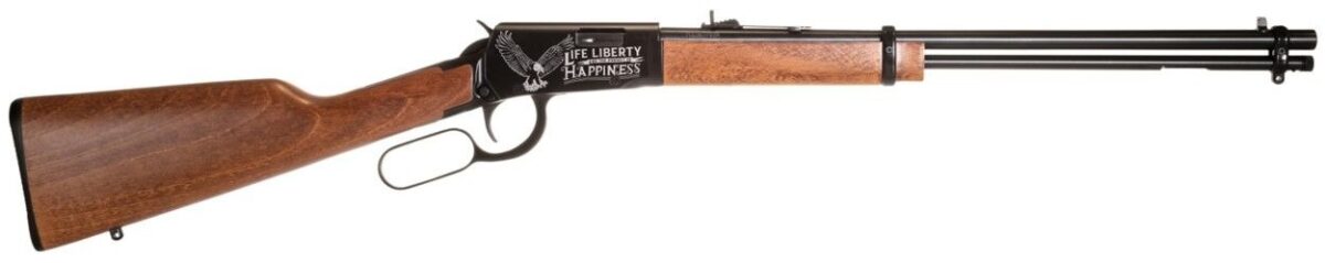 Rossi Rio Bravo Lever Action Rifle - Black | .22 LR | 18" Barrel | 15rd | Hardwood Stock & Forend | Eagle Engraving 1 r rl22181wd en19 1