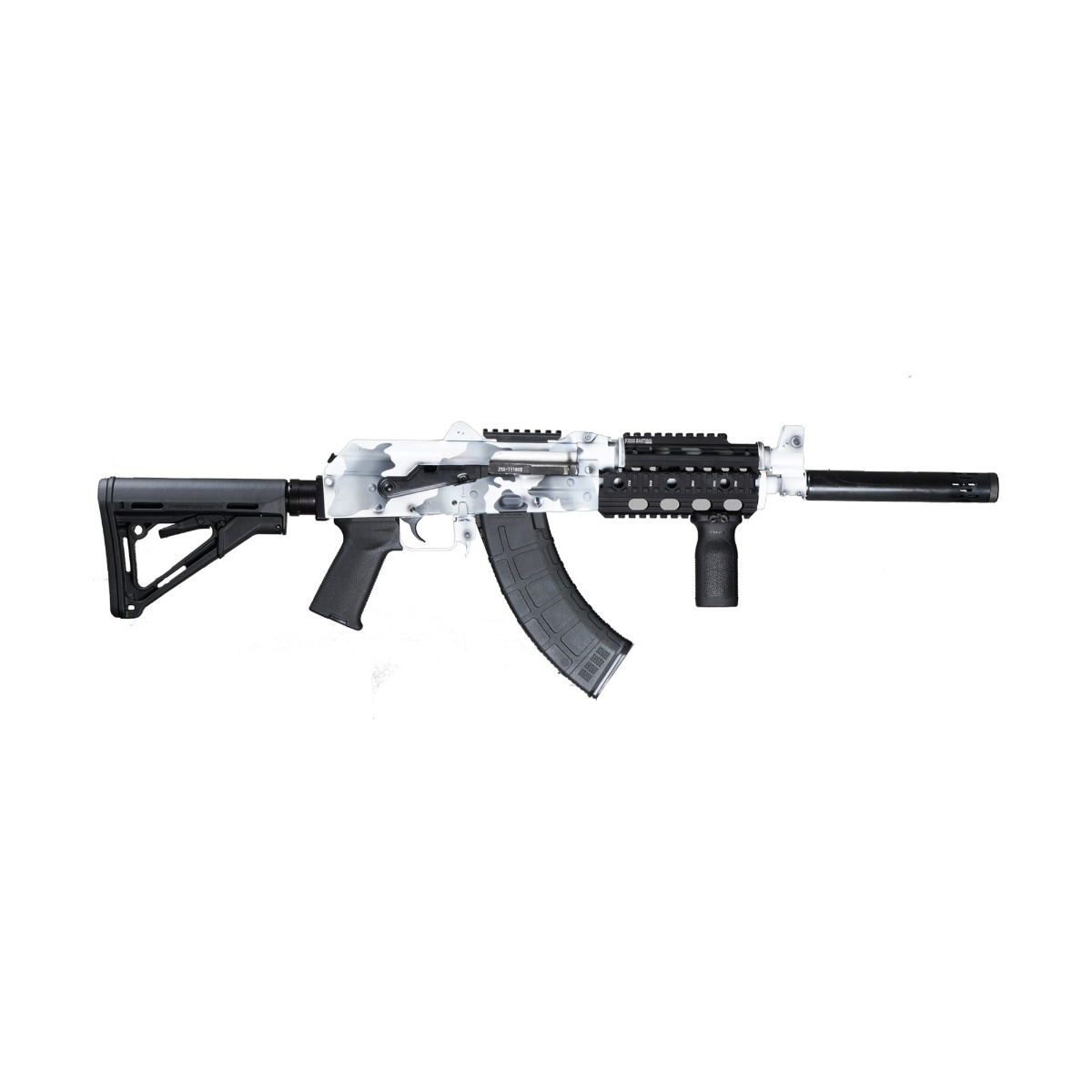 Zastava ZPAP92 AK-47 Rifle - Artic White Camo | 7.62x39 | 16.5" Barrel | Pinned and Welded Muzzle Extension| Magpul CTR Stock 1 zp92762ctraw 1