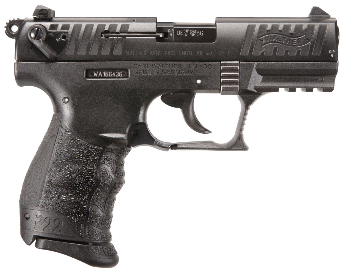 Walther Arms 5120700 P22 Q 22 LR Caliber with 3.42" Threaded Barrel, 10+1 Capacity, Black Finish Picatinny Rail Frame, Serrated Matte Black Tenifer Zinc Alloy Slide & Interchangeable Backstrap Grip 1 111597