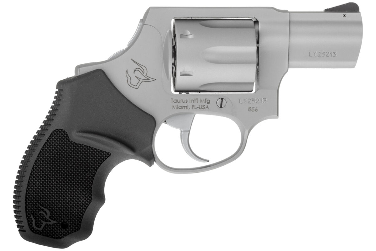 Taurus 2856029CH 856 Small Frame 38 Special +P 6rd 2" Matte Stainless Barrel, Cylinder & Frame, Black Finger Groove Rubber Grip, Transfer Bar Safety, Concealed Hammer 1 112523