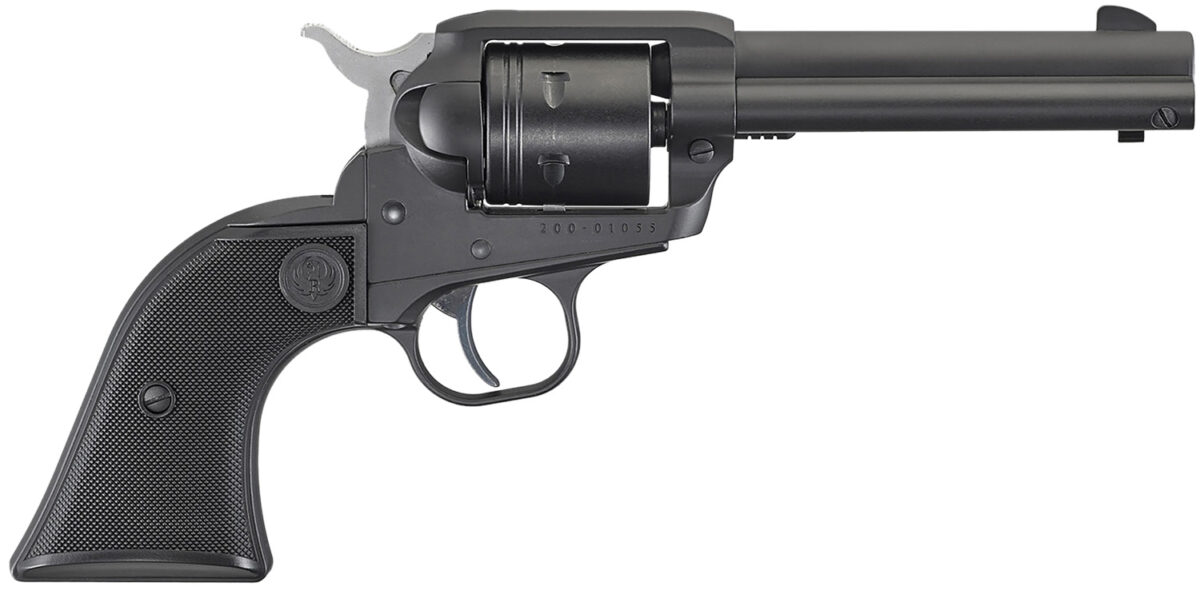 Ruger 2002 Wrangler 22 LR 6 Shot 4.62" Black Cerakote, Black Cerakote Aluminum Frame & Cylinder Black Checkered Polymer Grips 1 113147