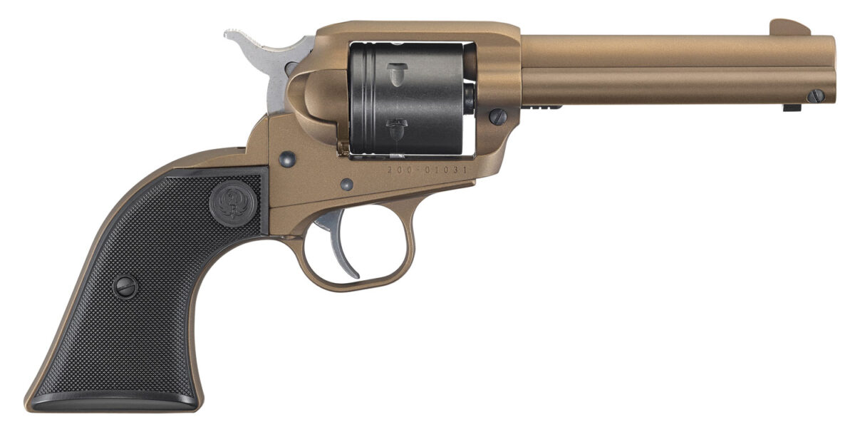 Ruger 2004 Wrangler 22 LR 6 Shot 4.62" Burnt Bronze Cerakote Barrel, Black Cerakote Cylinder, Burnt Bronze Cerakote Frame Black Checkered Polymer Grips 1 113149