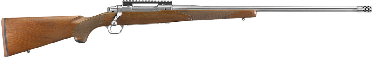 Ruger 57109 Hawkeye Hunter Full Size 300 Win Mag 3+1 24" Satin Stainless Steel Threaded Barrel, Picatinny Rail Steel Receiver, Fixed American Walnut w/Pistol Grip Stock 1 117884