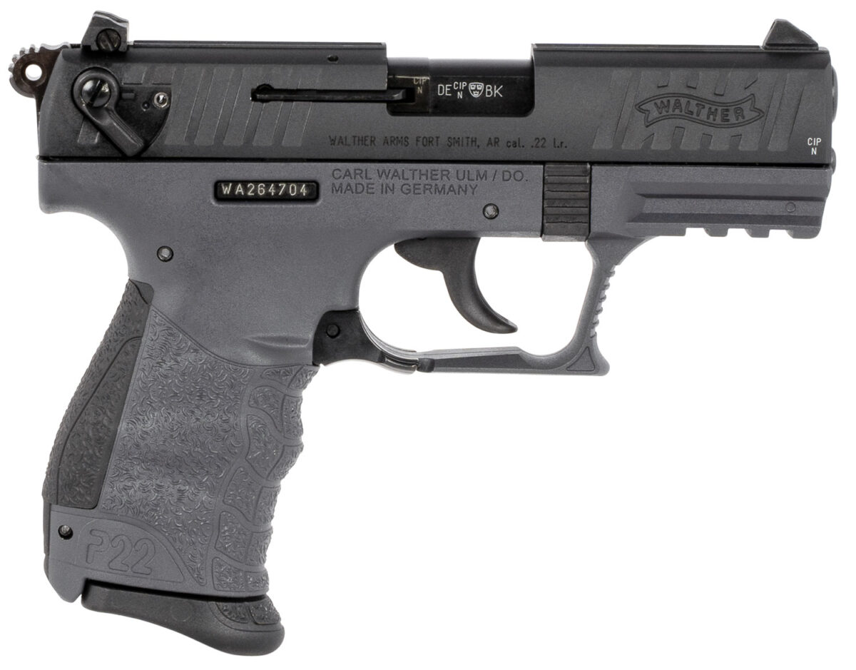 Walther Arms 5120765 P22 Q 22 LR 10+1 3.42" Black Steel/Threaded Barrel, Matte Black Tenifer Serrated/Steel Slide & Tungsten Gray Polymer Frame w/Picatinny Rail, Black Interchangeable Backstrap Grips 1 120111
