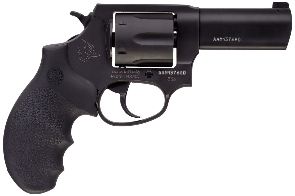 Taurus 285631NS 856 Defender 38 Special +P Caliber with 3" Barrel, 6rd Capacity Cylinder, Overall Matte Black Finish Stainless Steel, Finger Grooved Black Hogue Rubber Grip & Night Front Sight 1 121944