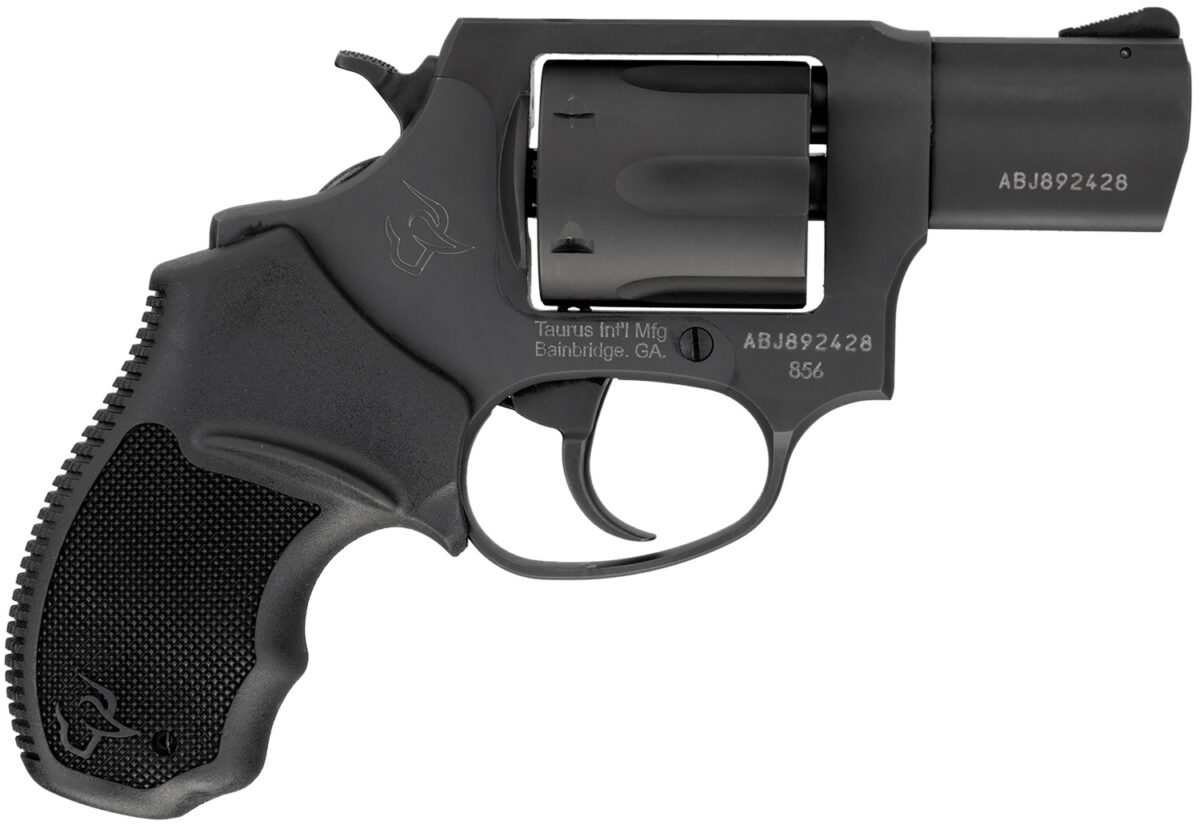 Taurus 285621 856 *CA Compliant Small Frame 38 Special 6rd 2" Matte Black Carbon Steel Barrel, Cylinder & Frame, Black Finger Groove Rubber Grip, Transfer Bar Safety 1 129116