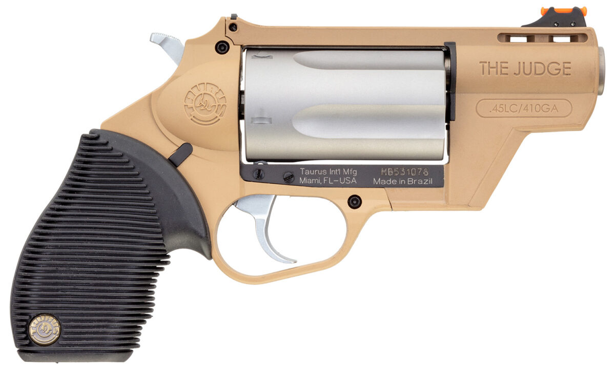 Taurus 2-441029FDE Judge Public Defender 45 Colt (LC)/410 Gauge 5rd 2.50" Flat Dark Earth Barrel & Frame Matte Stainless Cylinder Black Ribber Grip 1 131990