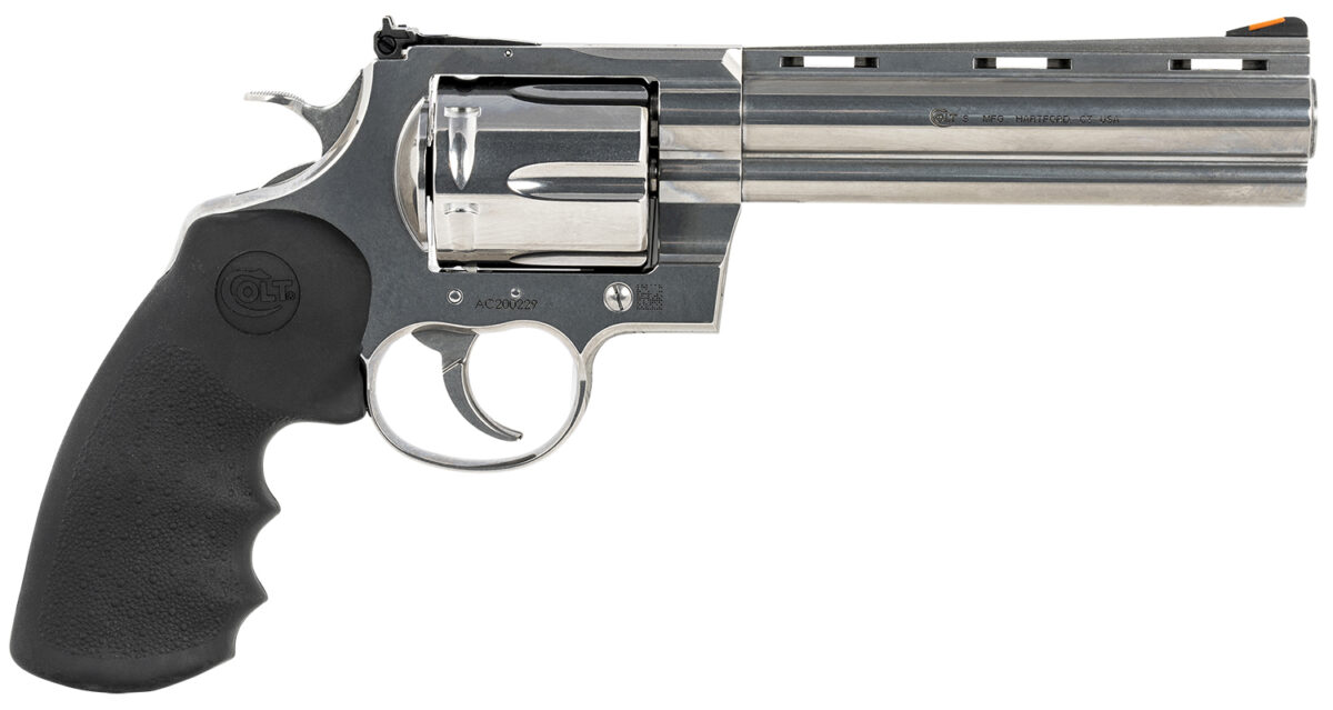 Colt Mfg ANACONDASP6RTS Anaconda 44 Mag 6 Shot 6" Stainless Recessed Target/Vent Rib Barrel, Cylinder & Frame, Black Hogue Rubber w/Finger Grooves Grip 1 135490