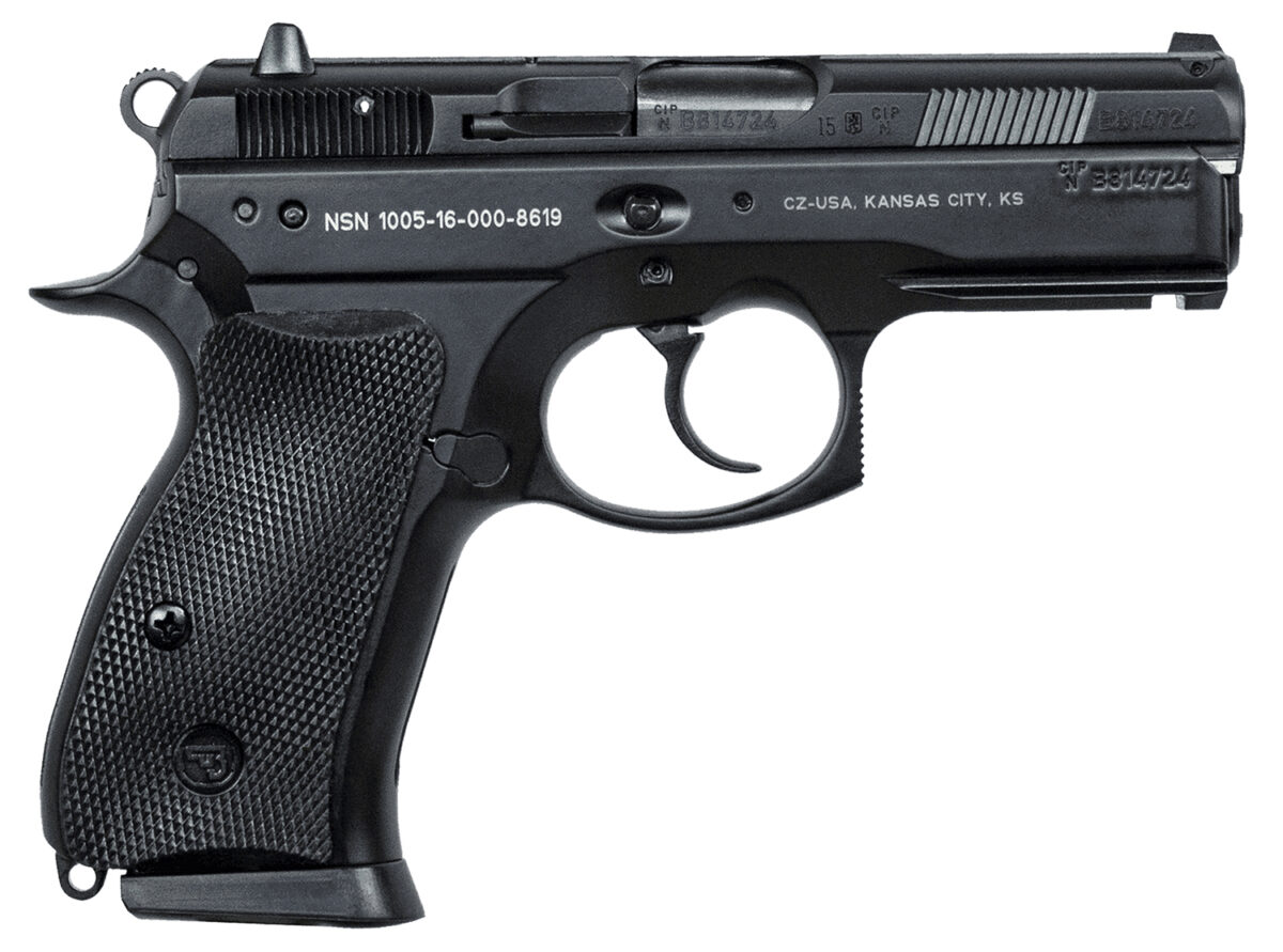 CZ-USA 91199 P-01 9mm Luger 15+1, 3.75" Steel Barrel, Black Serrated Steel Slide, Black Polycoat Aluminum Frame w/Beavertail, Black Rubber Grip 1 13658