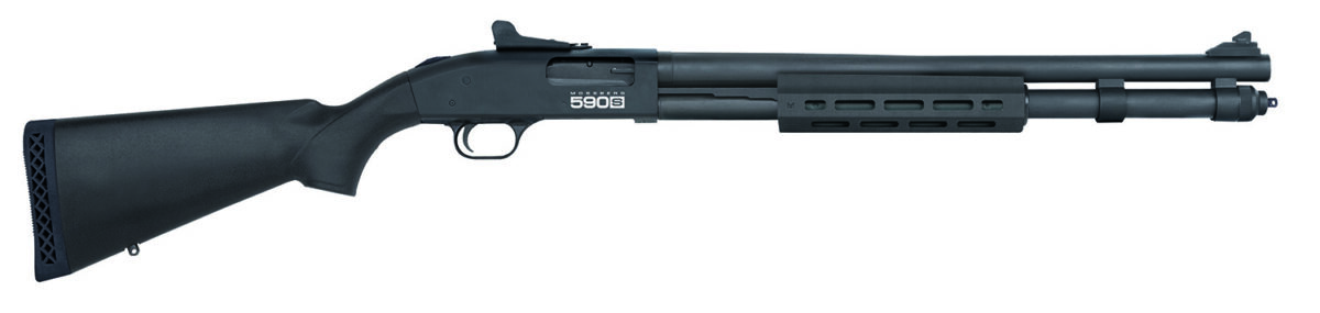 Mossberg 51602 590S Full Size 12 Gauge Pump 3" 13+1 20" Matte Blued Steel Barrel, Black Anodized Engraved Stainless Steel Receiver, Black Synthetic Stock, Right Hand, Accu-Choke 1 140724