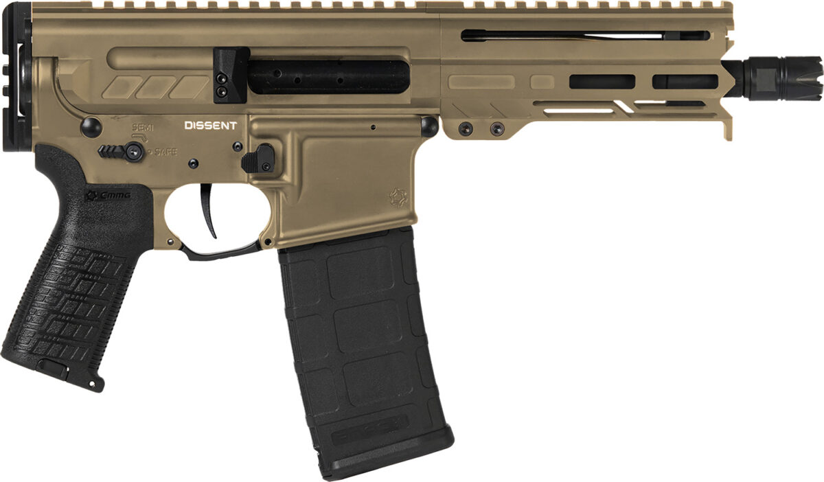 CMMG 55A938FCT Dissent 5.56x45mm NATO 30+1 6.50", Coyote Tan Cerakote Rec, OEM Grip, Picatinny Buffer Adapter, Zeroed Drop-In Single Stage Trigger 1 148709
