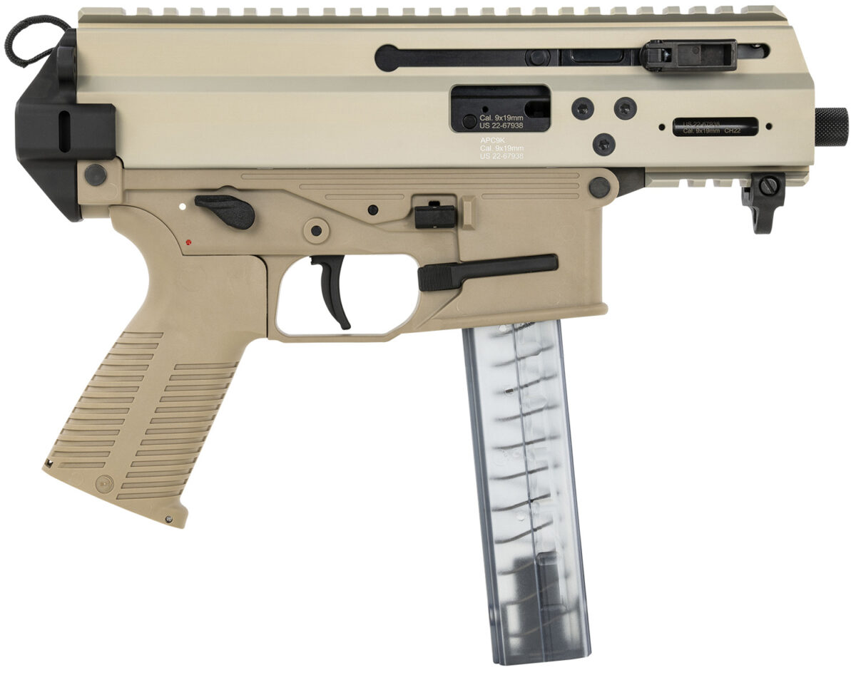 B&T Firearms 36176502CT APC9K 9mm Luger 30+1 4.30" Black Steel Barrel, Coyote Tan Picatinny Rail Receiver, Brace Adapter, Coyote Polymer Grips, Ambidextrous 1 148932