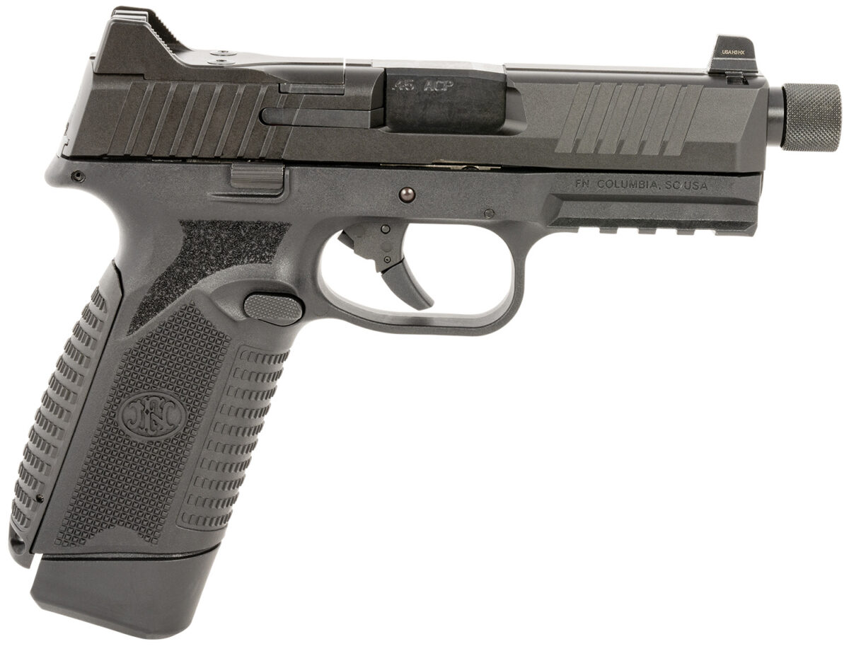 FN 66101383 545 Tactical 45 ACP 15+1/18+1 4.71" Black Target Crown/Threaded Steel Barrel, Black PVD Optic Cut/Serrated Steel Slide & Polymer Frame w/Picatinny Rail, Ambidextrous 1 151359