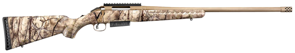 Ruger 36948 American Full Size 7mm PRC 3+1 24" Burnt Bronze Cerakote Threaded Barrel, Burnt Bronze Cerakote Picatinny Rail Steel Receiver, GoWild Camo I-M Brush Fixed Synthetic Stock, Right Hand 1 152151
