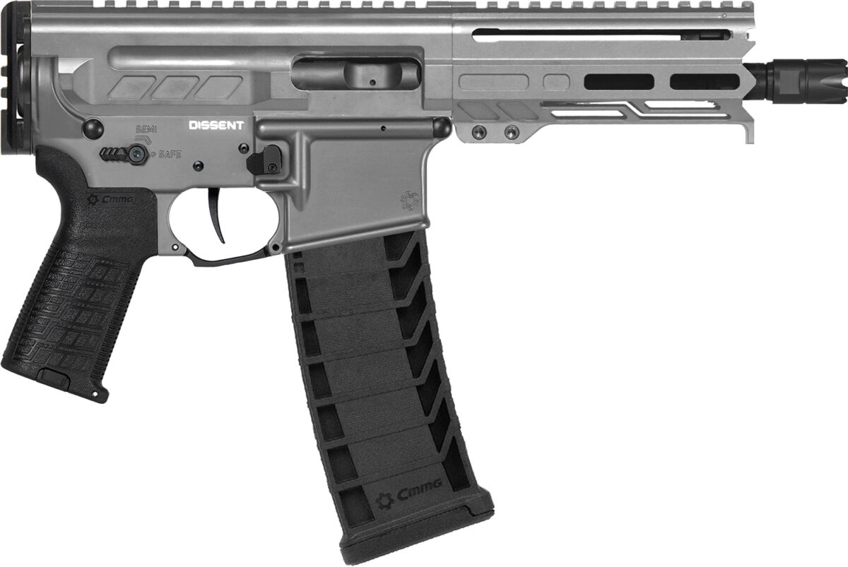 CMMG 94A6867TNG Dissent MK4 9mm Luger 33+1 6.50", Tungsten Gray Rec, Picatinny Brace Adapter, 5.50" M-LOK Handguard, Left Side Charging Handle, Zeroed Linear Comp, Zeroed Drop-In Single Stage Trigger 1 153763