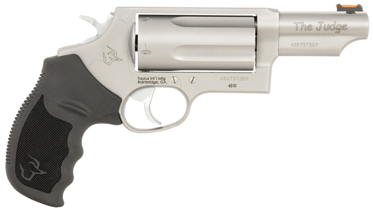Taurus 24410P39T Judge T.O.R.O. Compact Frame 45 Colt (Long Colt)/410 Gauge 5rd 3" Matte Stainless Steel Barrel, Cylinder & Frame, Black Rubber Grip, Transfer Bar Safety, Exposed Hammer, Optics Ready 1 159345