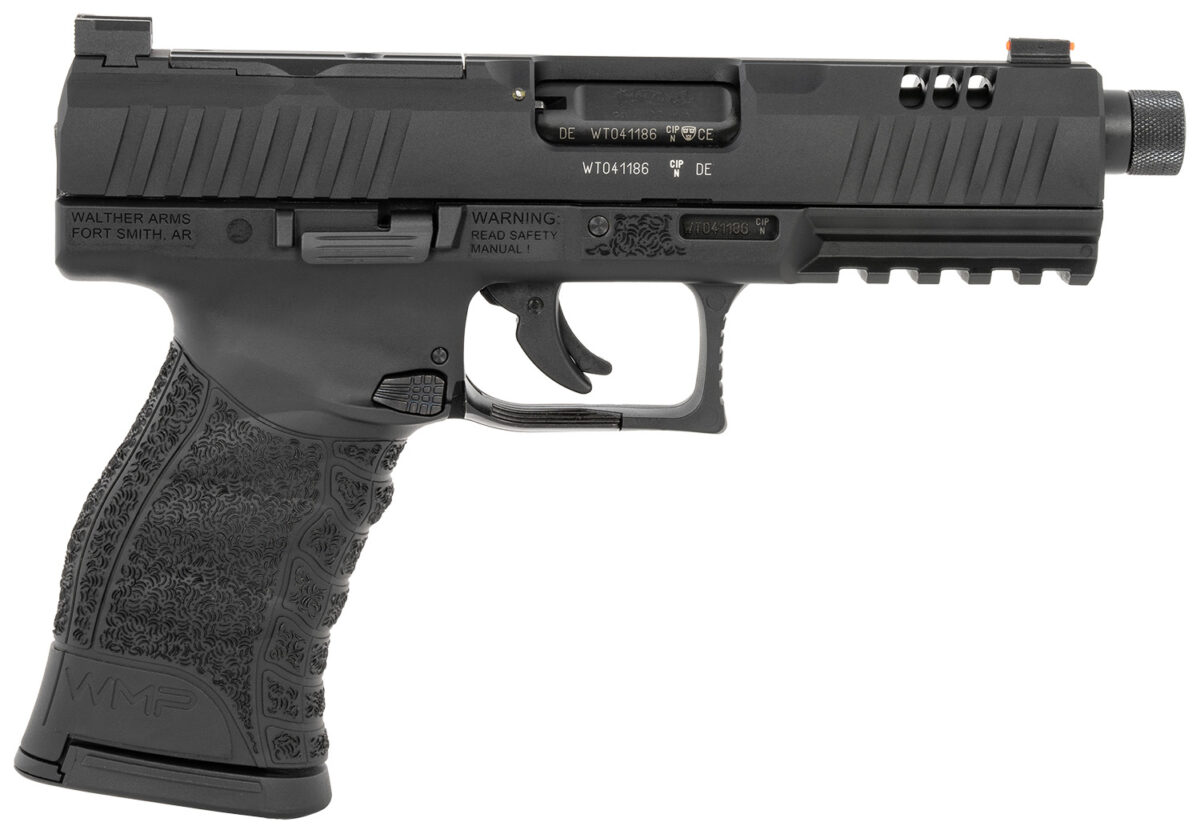 Walther Arms 5220303 WMP 22 Mag 10+1 4.90" Black Steel Threaded Barrel, Black Optic Ready/Serrated Slide, Black Polymer Frame w/Picatinny Rail, Textured Polymer Grip 1 160897