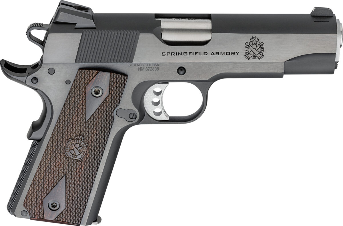 Springfield Armory PX9417 1911 Garrison 9mm Luger 9+1 4.25" Stainless Match Grade Barrel, Blued Serrated Carbon Steel Slide & Frame w/Beavertail, Thinline Wood Grip, 2 Mags/Case 1 162338