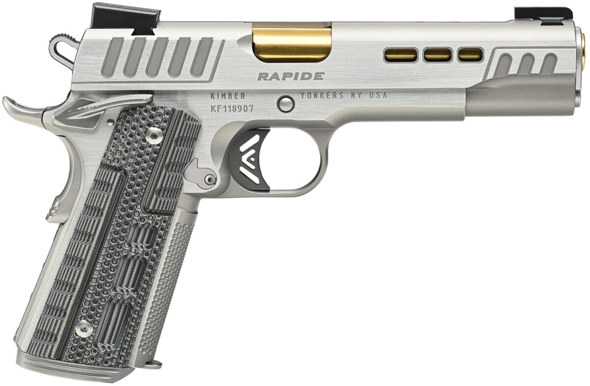 Kimber Mfg.,inc 3000423CA Rapide Dawn (CA) (MA) 45 ACP 8+1 5" KimPro Silver Front and Rear Serrations Stainless Steel Slide Gray/black Rapide G10 Grip 1 170438