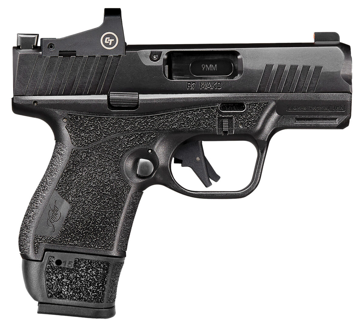 Kimber Mfg.,inc 3800035 R7 Mako OR Bundle 9mm 15+1 3.37" FNC Stainless Steel Slide Molded Stippling Black Crimson Trace CT-1500 1 170649