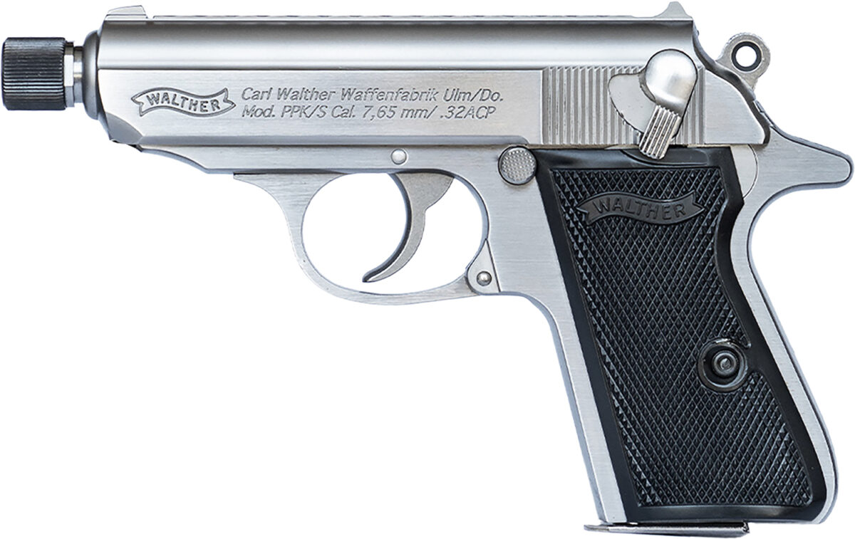 Walther Arms 4796044 PPK/S Carry Frame 32 ACP 7+1 3.30" Stainless Steel Threaded Barrel, Stainless Serrated Steel Slide, Stainless Aluminum Frame w/Beavertail, Textured Polymer Grip 1 170969