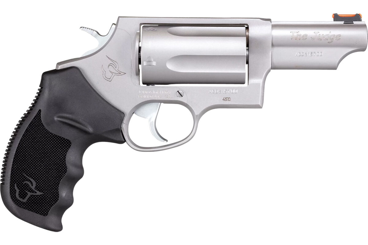 Taurus 2441039T Judge Compact Frame 45 Colt (LC)/410 Bore 5rd 3" Matte Stainless Stainless Steel Barrel, Cylinder & Frame, Black Finger Groove Grip, Exposed Hammer 1 17252