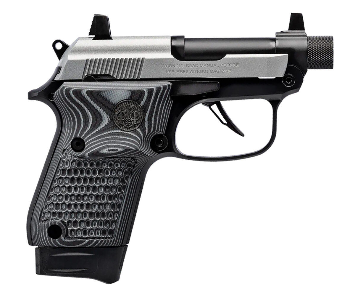 Beretta USA J20X22R8M3 20X Bobcat Bug Out Bag Micro Frame 22 LR 8+1 2.80" Black Threaded Tip-Up Barrel, Inox ELS/Serrated Slide, Black Polymer Frame w/Beavertail, Helica Texture Grip 1 175342