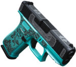 Glock UX4350204FRGLTB G43X Sub-Compact Frame 9mm 10+1 3.41" Black GMB Barrel Black w/White Scroll Cerakote Serrated Steel Slide, Tiffany Blue Lace w/Rose Cerakote Polymer Frame & Grip 2 179180