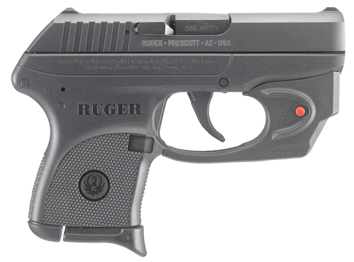 Ruger 3752 LCP w/Laser 380 ACP 6+1 2.75" Black Steel Barrel, Black Oxide Serrated Steel Slide, Black Polymer Frame, Black Polymer Grip, Viridian E-Series Red Laser 1 21851