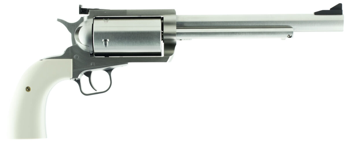 Magnum Research BFR45707B BFR Long Cylinder Extra Large 45-70 Gov 5 Shot 7.50" Brushed Stainless Steel Barrel, Cylinder & Frame, Bisley White Laminate Grip, Exposed Hammer 1 24771