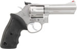 Taurus 2660049 66 38 Special +P/357 Mag 7 Shot 4" Barrel, Overall Matte Stainless Steel, Black Finger Grooved Rubber Grip 2 31325