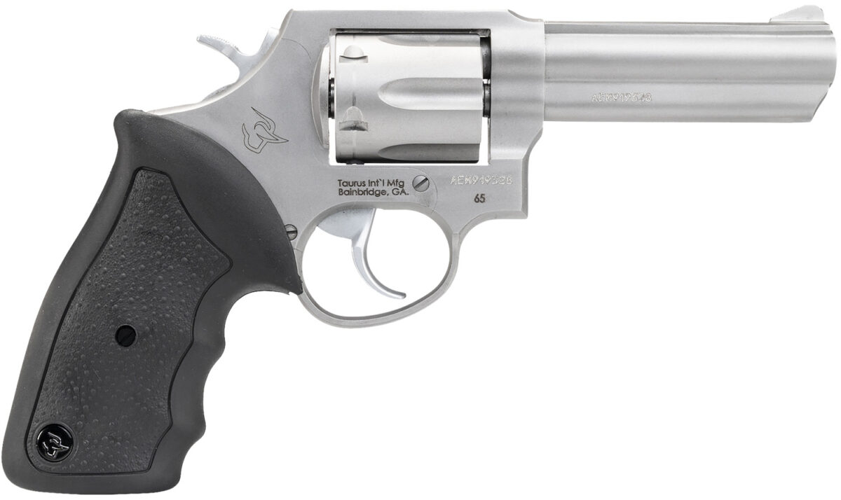 Taurus 2650049 65 Medium Frame 357 Mag/38 Special +P 6rd 4" Matte Stainless Steel Barrel, Cylinder & Frame, Fixed Sights, Black Soft Rubber Finger Groove Grip, Transfer Bar Safety, Exposed Hammer 1 31456
