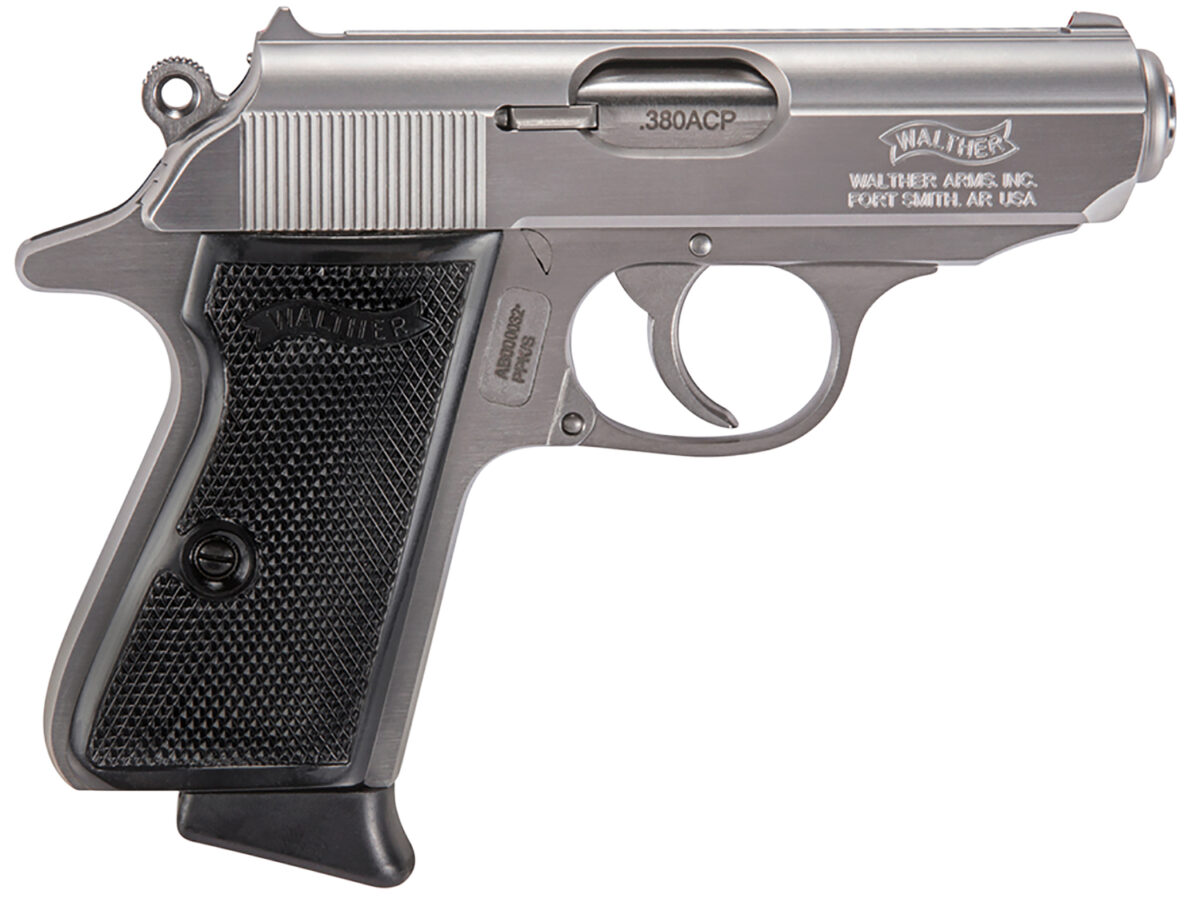 Walther Arms 4796004 PPK/S 380 ACP 7+1 3.30" Stainless Steel Barrel, Stainless Steel Serrated Zinc Alloy Slide, Stainless Aluminum Frame w/Beavertail, Black Polymer Grip, Manual Thumb Safety 1 3243