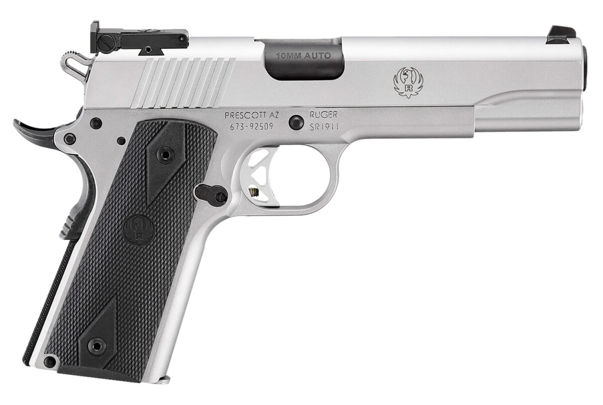 Ruger 6739 SR1911 Target 10mm Auto 8+1 5" Black Bull Barrel, Serrated Stainless Steel Slide, Stainless Steel Frame w/Beavertail, Black Rubber Grip 1 39727