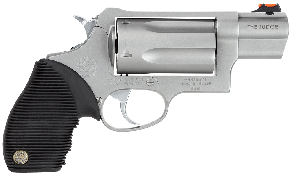 Taurus 2441039TC Judge Public Defender Small Frame 45 Colt (Long Colt)/ 410 Bore 5rd 2" Matte Stainless Steel Barrel, Cylinder & Frame, Black Ribber Grip, Transfer Bar Safety, Exposed Hammer 1 59354
