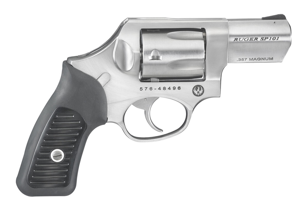Ruger 5720 SP101 357 Mag 5rd 2.25" Satin Stainless Steel Barrel, Cylinder & Frame, Black Rubber Grip, Transfer Bar Safety, Concealed Hammer 1 70242