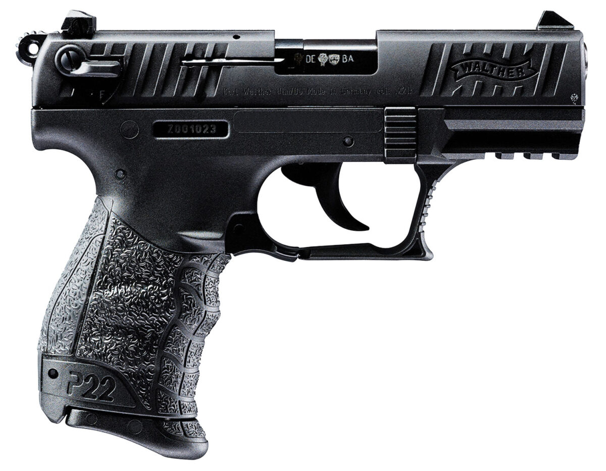 Walther Arms 5120333 P22 *CA Compliant 22 LR 10+1 3.42" Matte Black Tenifer Serrated/Steel Slide, Black Polymer Frame w/Picatinny Rail, Black Interchangeable Backstrap Grips 1 89502