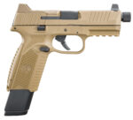 FN 66100373 509T 9mm Luger 17+1/24+1 4.50" Black Steel Threaded Barrel, Flat Dark Earth Optic Cut/Serrated Stainless Steel Slide, Flat Dark Earth Polymer Frame w/Picatinny Rail 2 104366