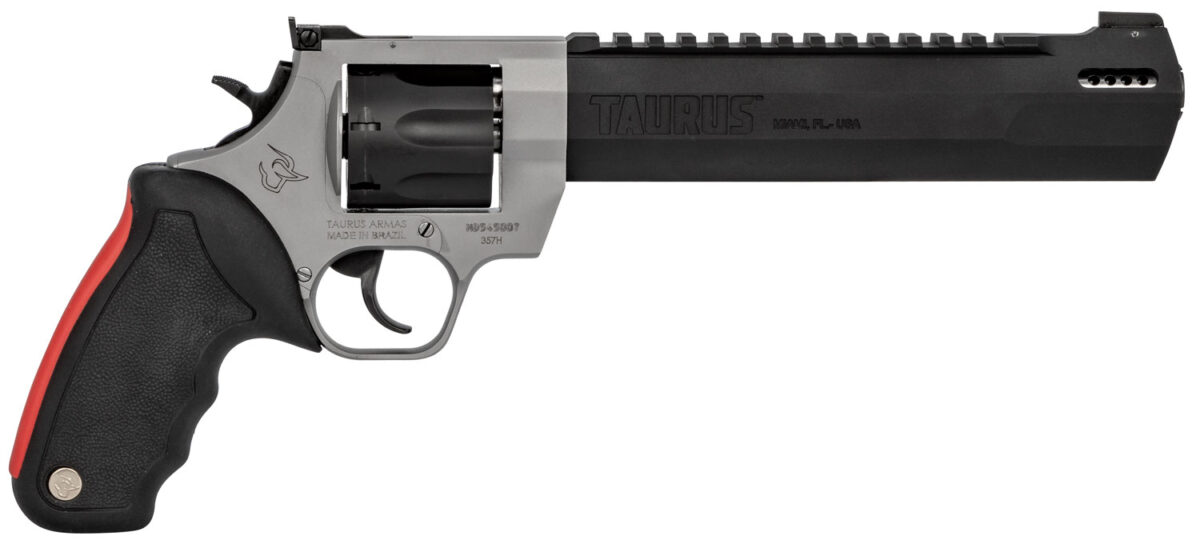 Taurus 2357085RH Raging Hunter 357 Mag 7rd 8.38" Matte Black Oxide Cylinder & Barrel Matte Stainless Steel Frame Black Rubber with Integrated Red Cushion Insert Grip 1 112907