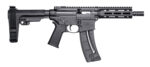 Smith & Wesson 13321 M&P15 Pistol 22 LR 8" Black Carbon Steel Barrel 25+1, Black SB Tactical SBA3 Adjustable Arm Brace Stock, Black Magpul MOE Grip, Manual Safety, Optics Ready 2 132139