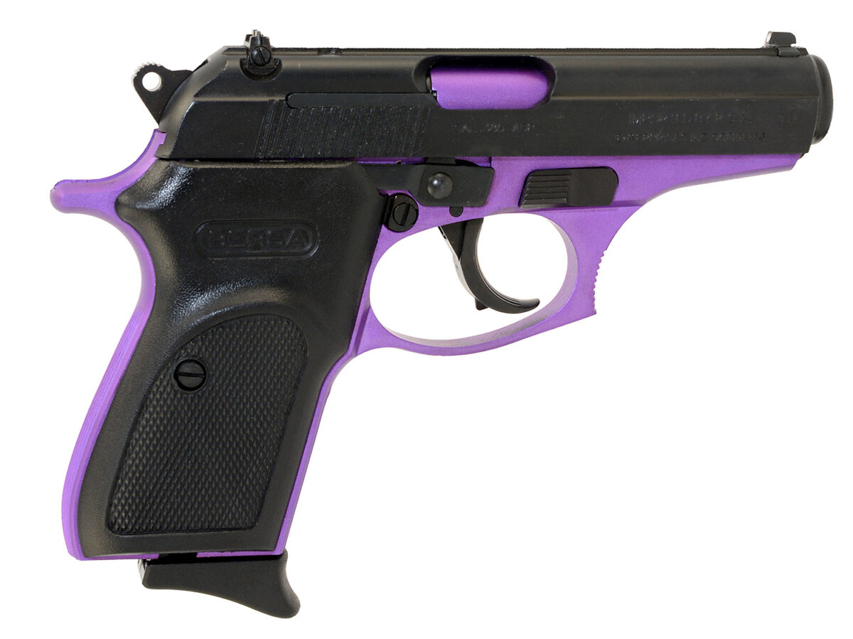 Bersa T380PRP8 Thunder Micro-Compact Frame 380 ACP 8+1, 3.50" Purple Cerakote Steel Barrel, Matte Black Serrated Steel Slide, Purple Cerakote Aluminum Frame 1 139422
