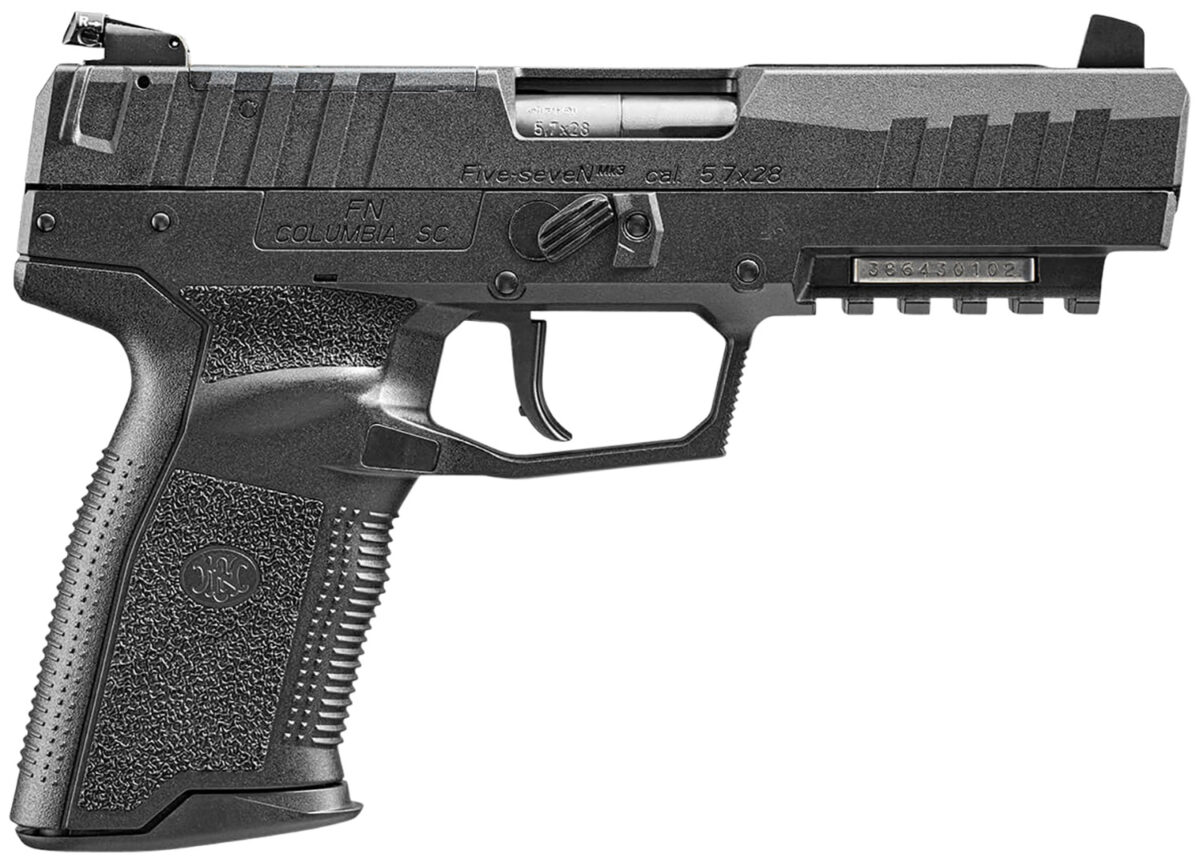 FN 66101274 Five-seveN MRD 5.7x28mm 20+1 4.80" Black Steel Barrel, Black Optic Ready/Serrated Steel Slide & Polymer Frame w/Picatinny Rail, Black Textured Polymer Grip, Ambidextrous 1 147536