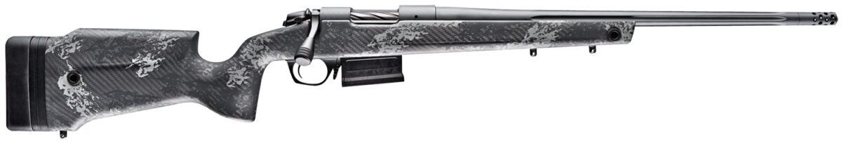 Bergara Rifles B14S752 B-14 Crest 6.5 Creedmoor 3+1 20" Fluted/Threaded, Sniper Gray Cerakote Barrel/Rec, Monte Carlo Carbon Fiber Stock with Black & Gray Splatter, Omni Muzzle Brake 1 151104